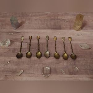 6 LOT Antique Sterling Silver Spoons Demitassigural Italian Made in Italy Greece